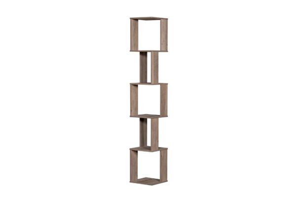 وحدة تخزين رفوف زاوية 5 رفوف خشب ماليزي رمادي مائل للبني