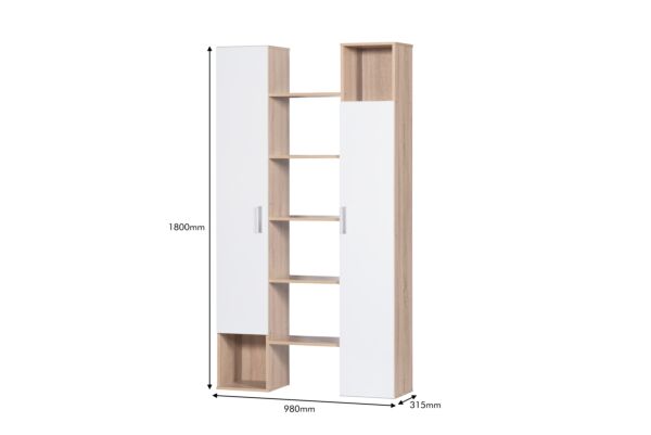 وحدة تخزين رفوف وأدراج بابين جانبية كيريا بيج وابيض