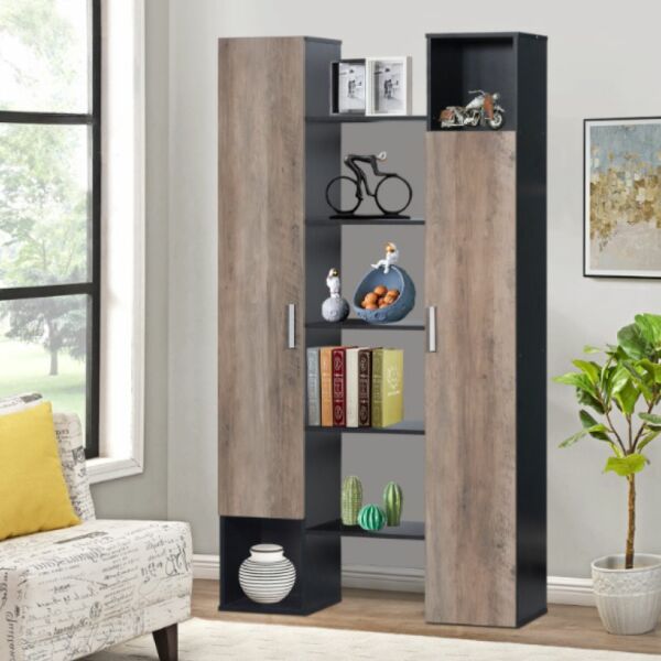 وحدة تخزين رفوف وأدراج بابين جانبية كيريا اسود وبني