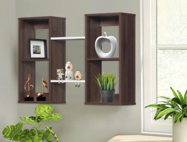 أرفف حائط متشابكة دالي بني غامق وابيض