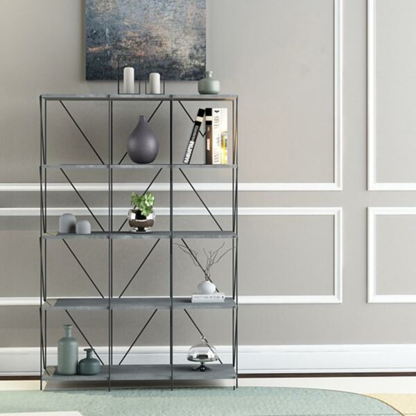 وحدة رفوف رين خشب ماليزي 5 ادوار  متعددة الإستخدام رمادي