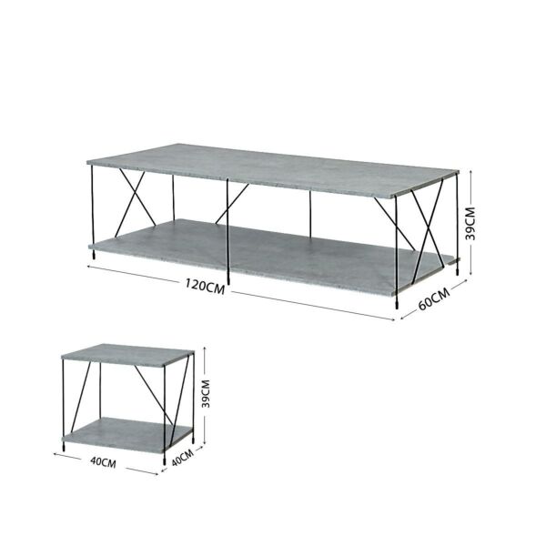طقم طاولات انتوني 5 قطع خشب ماليزي متعددة الإستخدام رمادي 