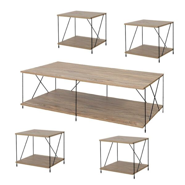 طقم طاولات ديم 5 قطع خشب ماليزي متعددة الإستخدام خشبي 