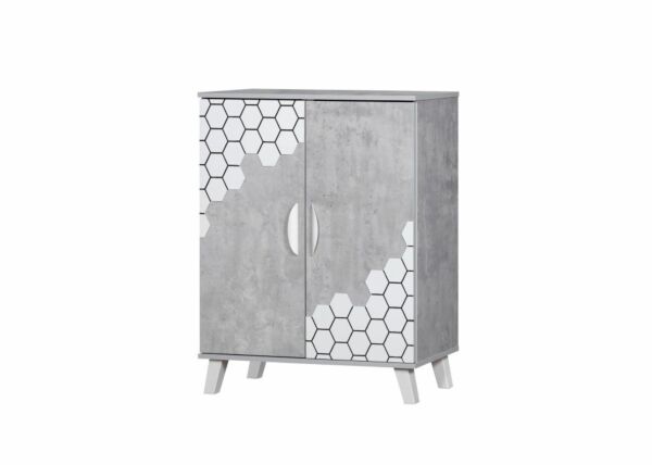 خزانة أحذية فايتو خشب ماليزي بابين - رمادي وأبيض 