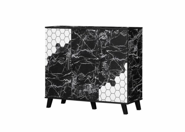 خزانة أحذية ريمان خشب ماليزي 3 أبواب - أسود رخامي وأبيض 