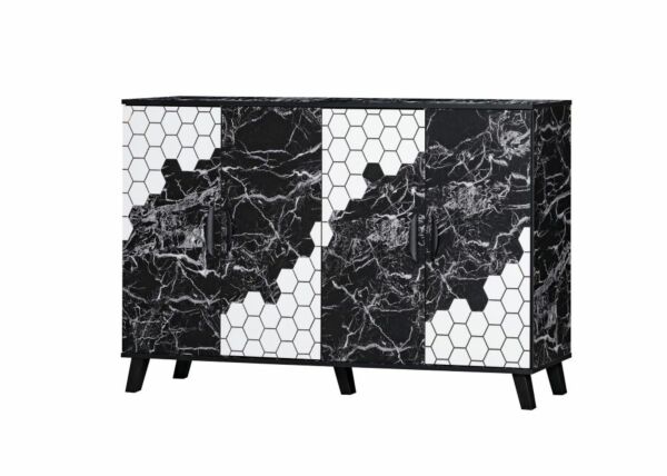 خزانة أحذية زيكلام خشب ماليزي 4 أبواب - أسود رخامي وأبيض 