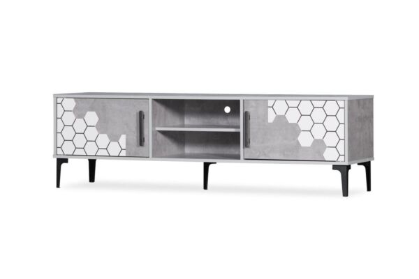 طاولة تلفزيون شارل - رمادي وأبيض