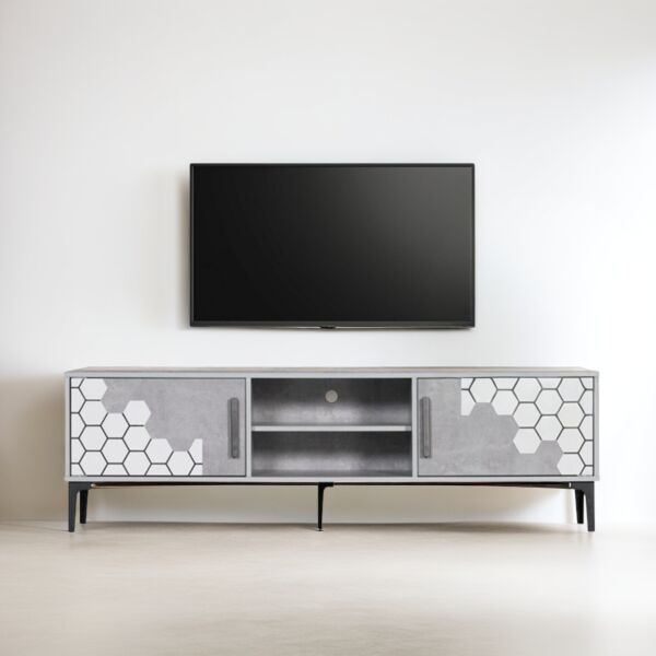 طاولة تلفزيون شارل - رمادي وأبيض