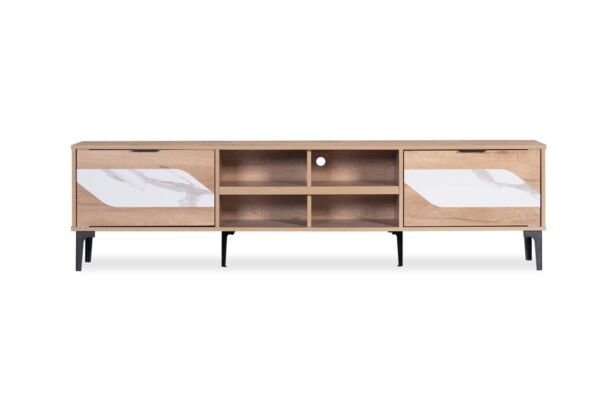 طاولة تلفزيون رامسيس - خشبي وأبيض