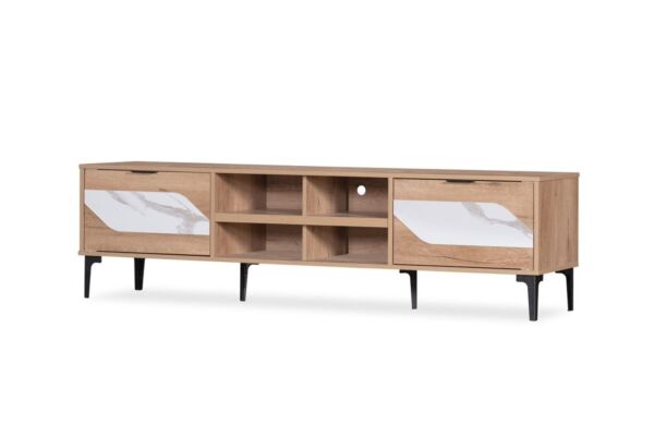 طاولة تلفزيون رامسيس - خشبي وأبيض