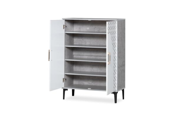 خزانة احذية بابين البرت - ابيض ورمادي