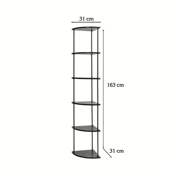 وحدة تخزين رفوف 6 مستويات شكل زاوية - أسود