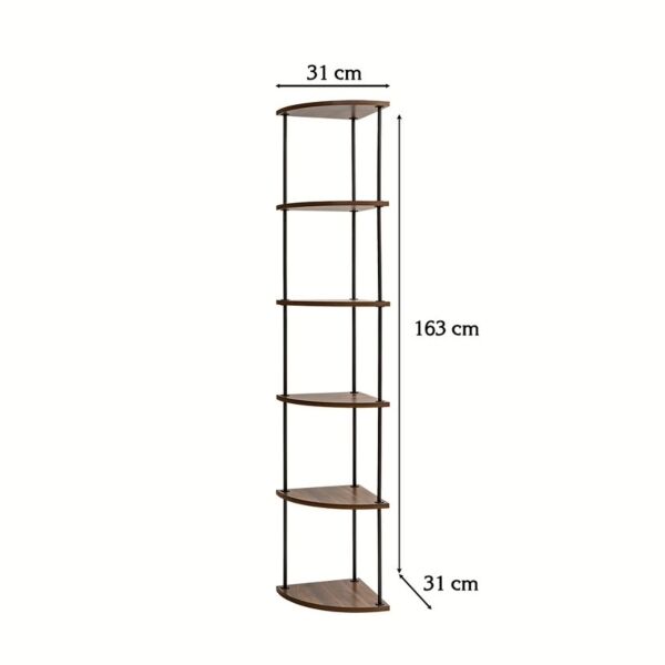 وحدة تخزين رفوف 6 مستويات شكل زاوية - بني