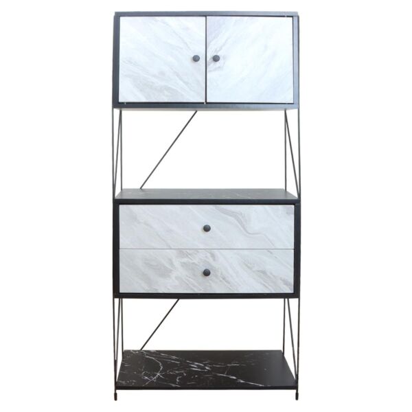 وحدة تخزين أدراج مع رفين - أبيض وأسود