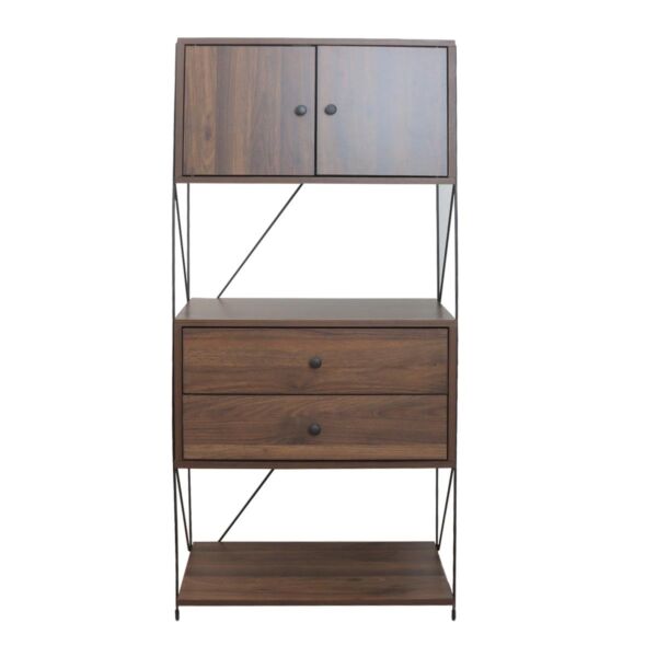 وحدة تخزين أدراج مع رفين - بني