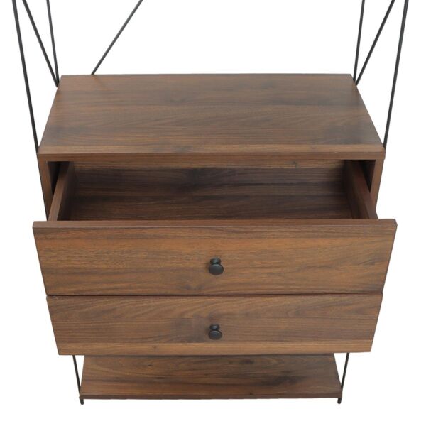 وحدة تخزين أدراج مع رفين - بني