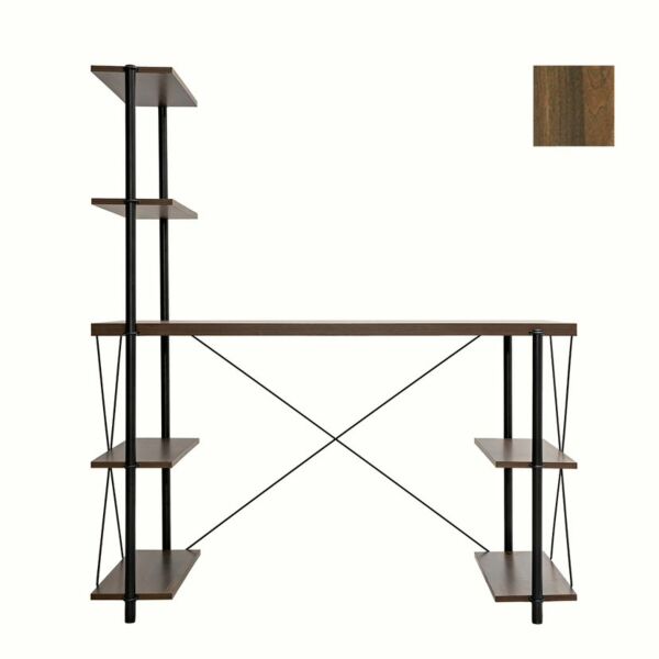 مكتب مع وحدة أرفف - بني