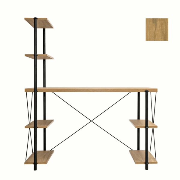 مكتب مع وحدة أرفف - خشبي فاتح