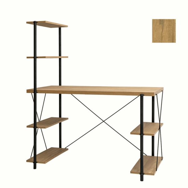 مكتب مع وحدة أرفف - خشبي فاتح