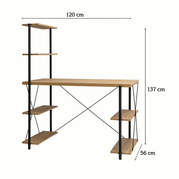 مكتب مع وحدة أرفف - خشبي فاتح