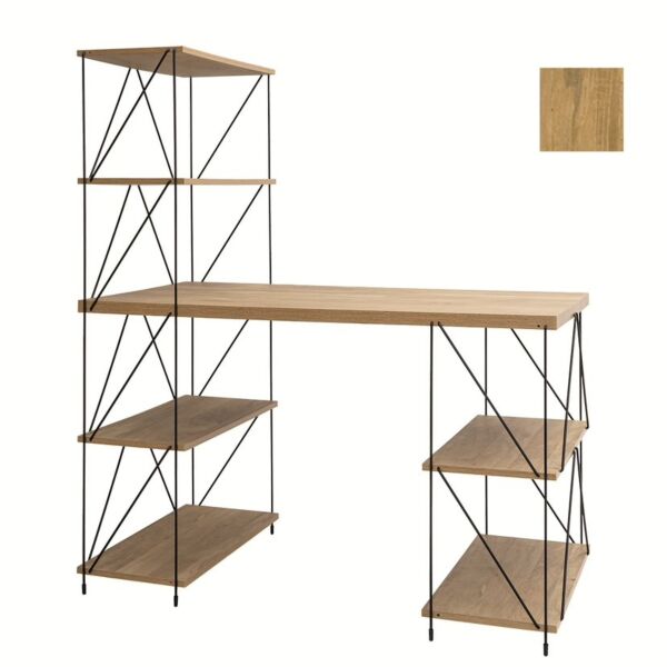 طاولة مكتب مع أرفف جانبية - خشبي