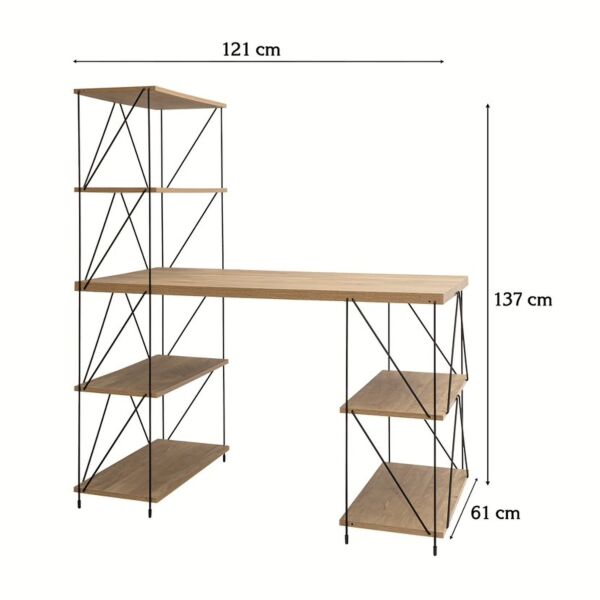 طاولة مكتب مع أرفف جانبية - خشبي