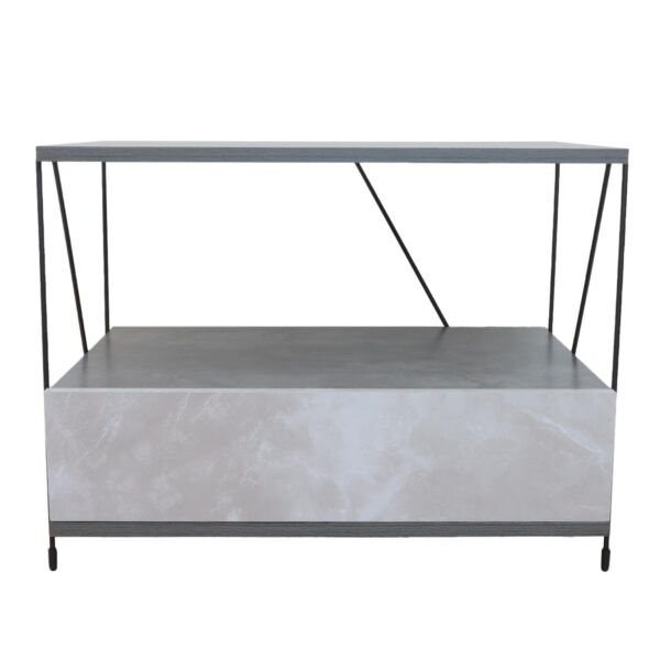 طاولة جانبية رفين ودرج - أبيض