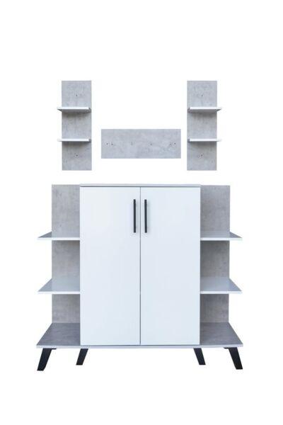 ركن قهوة مع أرفف معلقة كورنر - أبيض و رمادي