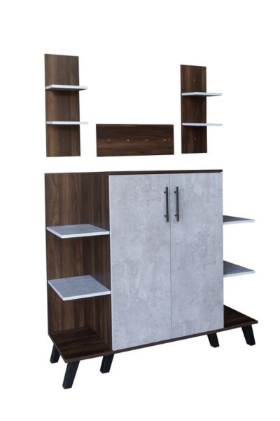 ركن قهوة مع أرفف معلقة كورنر - رمادي وبني