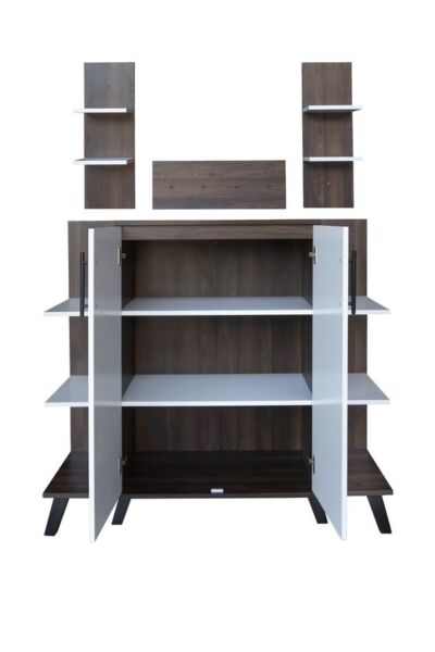 ركن قهوة مع أرفف معلقة كورنر - رمادي وبني