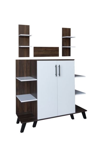 ركن قهوة مع أرفف معلقة كورنر - أبيض وبني