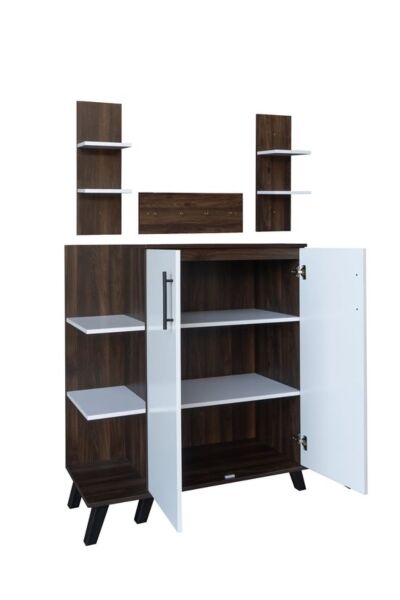 ركن قهوة مع أرفف معلقة كورنر - أبيض وبني