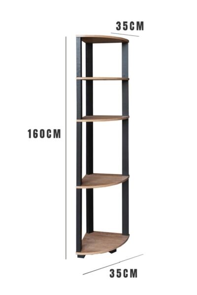 وحدة أرفف شكل زاوية 5 أرفف - أسود