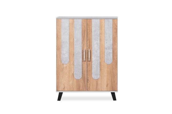 خزانة أحذية بابين اكسبشن - بيج ورمادي