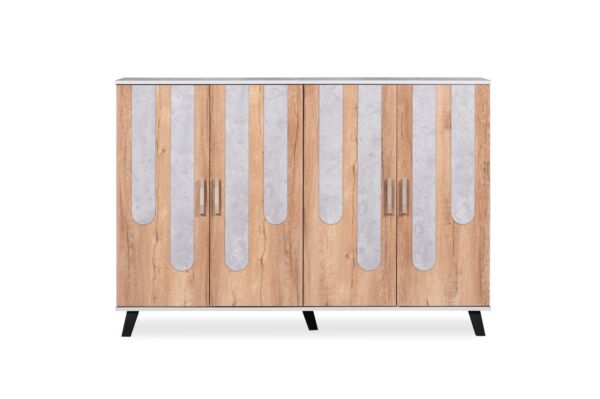 خزانة أحذية 4 أبواب ماي هوم - بيج ورمادي