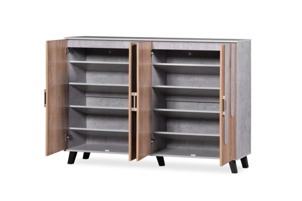 خزانة أحذية 4 أبواب ماي هوم - بيج ورمادي