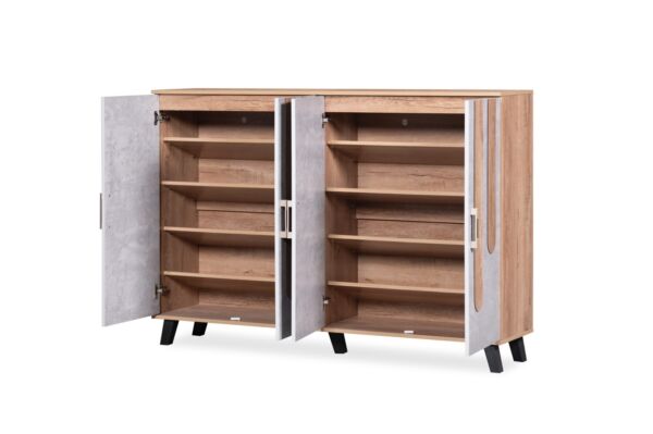 خزانة أحذية 4 أبواب إليجانت - بيج ورمادي