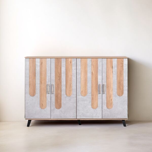 خزانة أحذية 4 أبواب إليجانت - بيج ورمادي