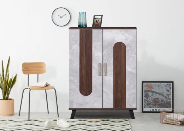 خزانة أحذية بابين براوني - بني ورمادي