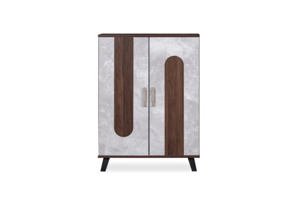 خزانة أحذية بابين براوني - بني ورمادي