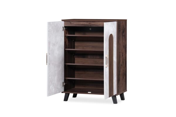 خزانة أحذية بابين براوني - بني ورمادي