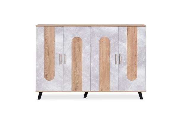 خزانة أحذية 4 أبواب سبيس - بيج ورمادي