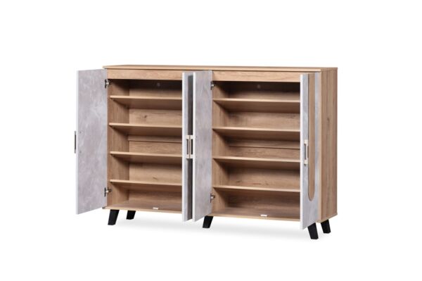 خزانة أحذية 4 أبواب سبيس - بيج ورمادي