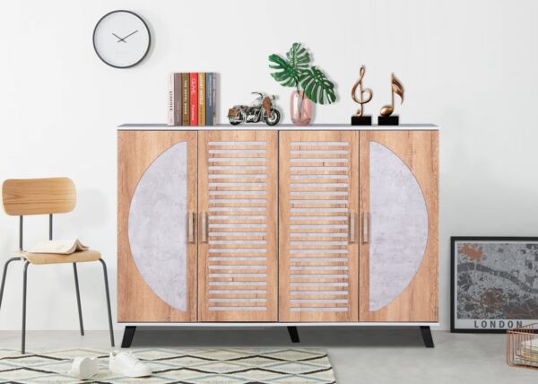 خزانة أحذية 4 أبواب مكسيكو - بيج ورمادي