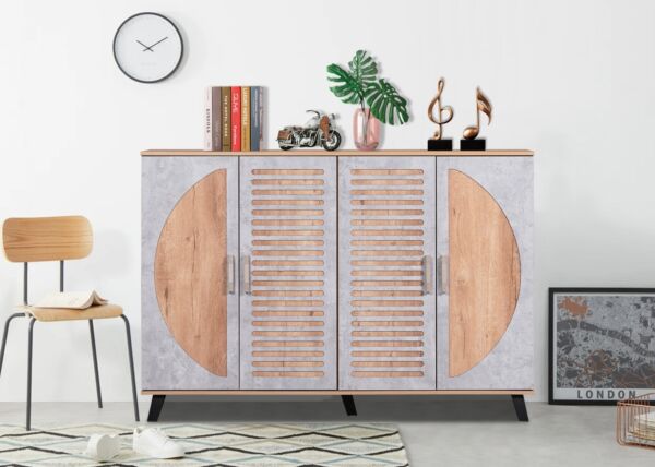 خزانة أحذية 4 أبواب ايطاليانو - بيج ورمادي