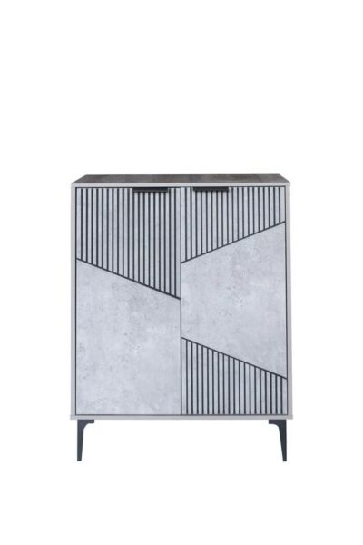 خزانة أحذية بابين خشب ماليزي روما - رمادي وخشبي