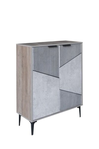 خزانة أحذية بابين خشب ماليزي روما - رمادي وخشبي