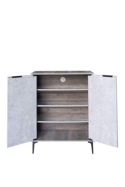 خزانة أحذية بابين خشب ماليزي روما - رمادي وخشبي