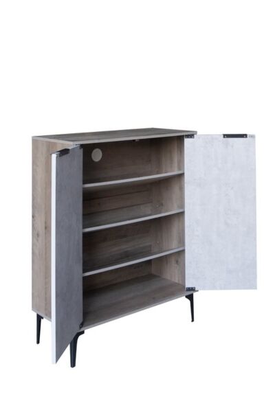 خزانة أحذية بابين خشب ماليزي لندن - رمادي وخشبي