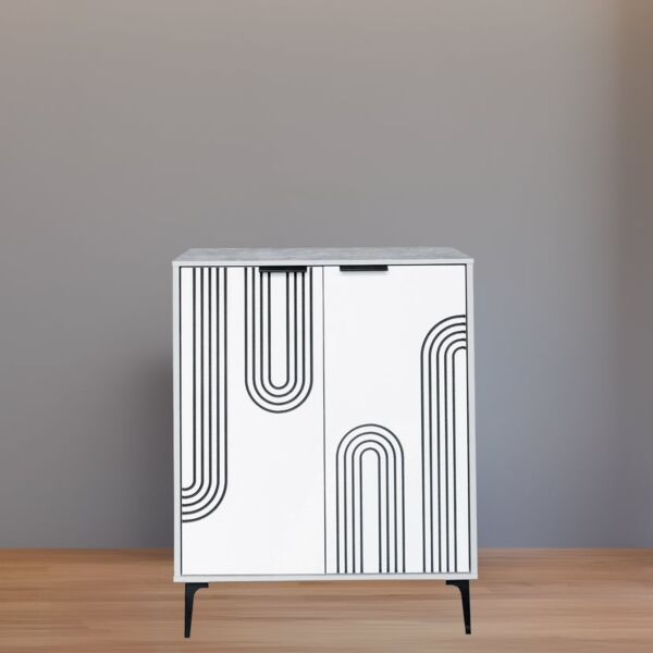 خزانة أحذية بابين خشب ماليزي موسكو - رمادي وأبيض